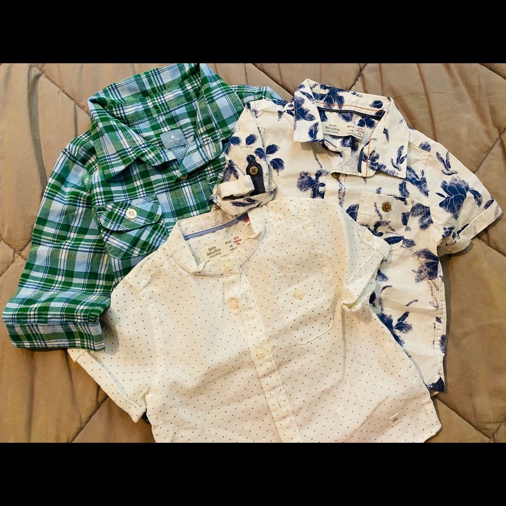 gap & zara 6-12mo boys dress shirts lot of 3